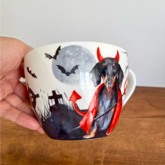 Portobello By Design Bone China Cup Halloween Mug Dachshund Dog Little Devil - Picture 2 of 7